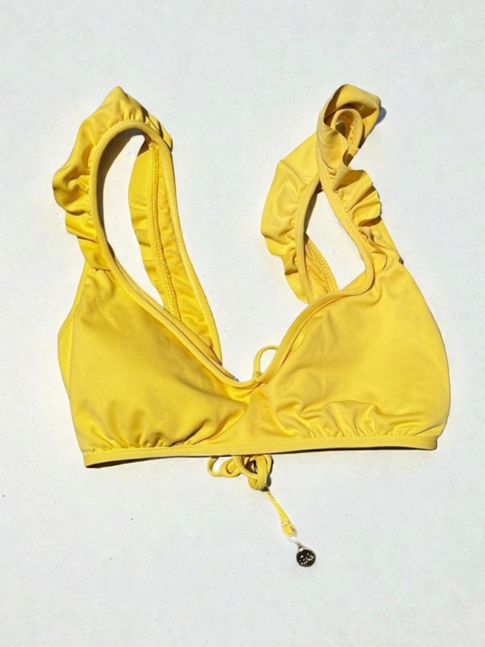 🌻Polo Ralph Lauren Ruffle Bikini Swim Top Yellow Bralette Size XS
